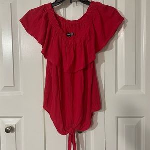 Express Women’s Ruffle Top Portofino Shirt-Medium